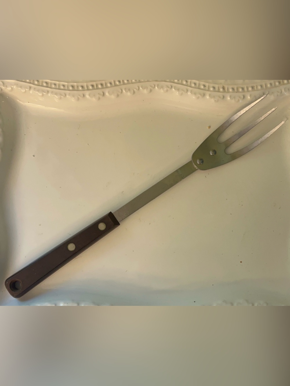 Vintage Ekco Eterna Forge Stainless Steel Meat Carving Fork 11.5 inch